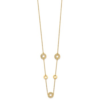 Leslie's 14K Polished and Filigree Circle Stations with 1in. ext. Necklace — alternate view
