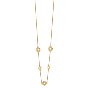Leslie's 14K Polished and Filigree Diamond Shape with 1in. ext. Necklace — alternate view