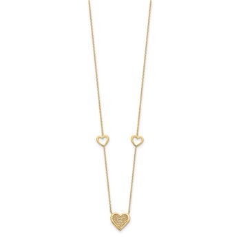 Leslie's 14K Polished and Filigree Heart Stations with 1in. ext. Necklace — alternate view