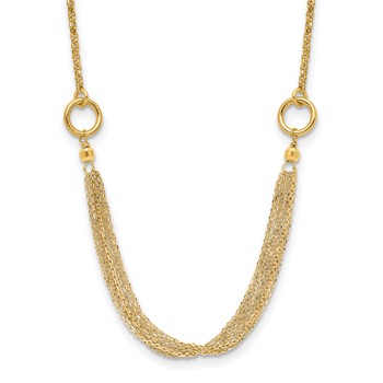 Leslie's 14K Polished and Diamond-cut Multi-strand Element 16 inch with 1 inch extender Necklace