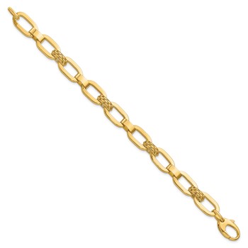 Leslie's 14K Polished and Textured Fancy Link Bracelet — alternate view