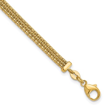 Leslie's 14K with Diamond-cut Accent and 1in. ext. Woven Bracelet
