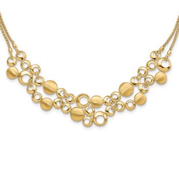 Leslie's 14K Polished and Satin Circles 17 inch with 2 inch extender Necklace