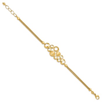 Leslie's 14K Polished and Satin Circles 2-strand with 1in. ext Bracelet — alternate view