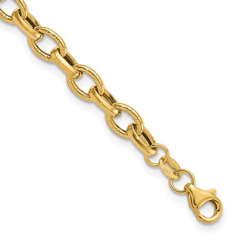 Leslie's 14K Polished and Textured Fancy Link Bracelet