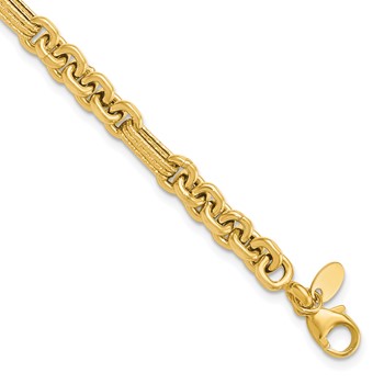 Leslie's 14K Polished and Textured Fancy Link Bracelet