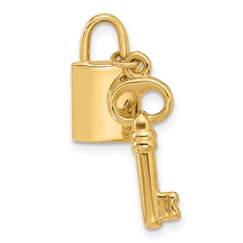 Leslie's 14K Polished Lock and Key Pendant