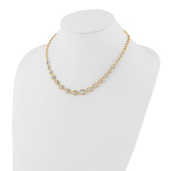Leslie's 14K Two-tone Polished with Diamond-cut Beads Fancy Necklace — alternate view