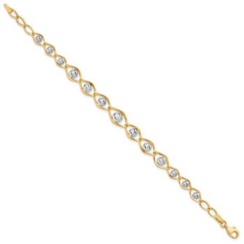 Leslie's 14K Two-tone Polished with Diamond-cut Beads Fancy Bracelet — alternate view