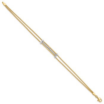 Leslie's 14K Two-tone Polished / Diamond-cut Beads Fancy Bracelet — alternate view