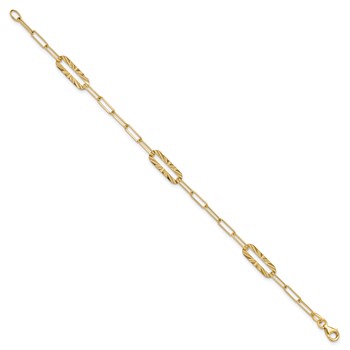Leslie's 14K Polished and Textured Fancy Link Bracelet — alternate view