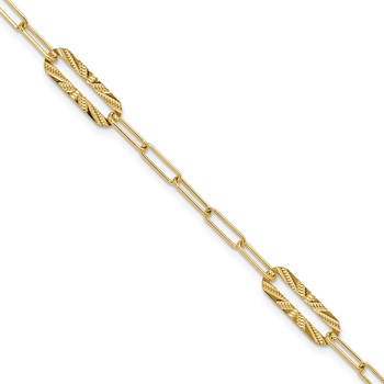 Leslie's 14K Polished and Textured Fancy Link Bracelet