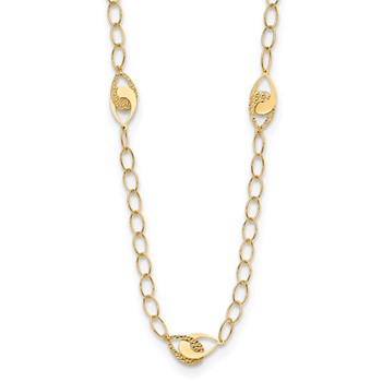 Leslie's 14K Polished and Diamond-cut Fancy Link with 1in ext. Necklace