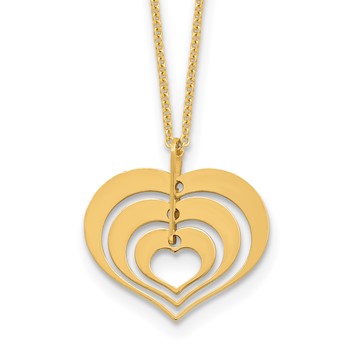 Leslie's 14K Polished Heart Pendant with 1in ext. Necklace