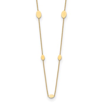 Leslie's 14K Polished Oval Discs Station with 1in ext. Necklace