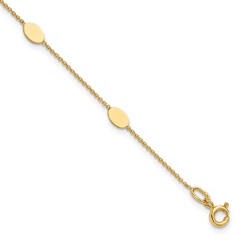 Leslie's 14K Polished Oval Discs Station Bracelet
