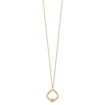 Leslie's 14K with Rhodium Polished CZ Square Necklace — alternate view