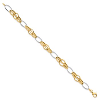 Leslie's 14K Two-tone Polished Fancy Link Bracelet — alternate view
