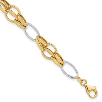 Leslie's 14K Two-tone Polished Fancy Link Bracelet