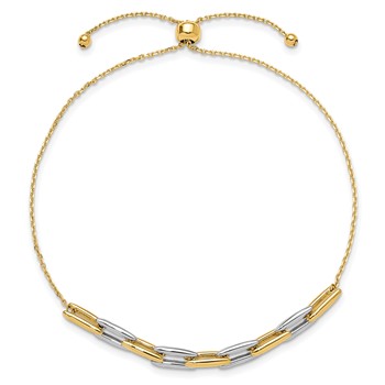 Leslie's 14K Two-tone Polished Fancy Link Adjustable Bracelet — alternate view