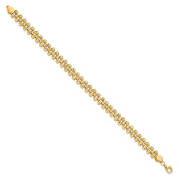 Leslie's 14K Polished and Diamond-cut Fancy Beaded Link Bracelet — alternate view