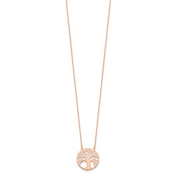 Leslie's 14K Rose Gold Polished Tree of Life Necklace — alternate view