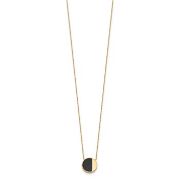 Leslie's 14K with Black Enamel Polished Circle 17 inch Necklace — alternate view