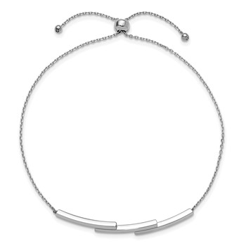 Leslie's 14K White Gold Polished Bar Adjustable Bracelet — alternate view