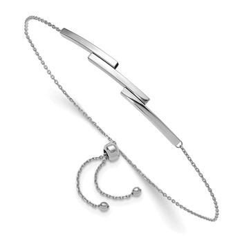 Leslie's 14K White Gold Polished Bar Adjustable Bracelet