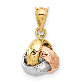 Leslie's 14K Tri-color Polished and Diamond-cut Love Knot Pendant