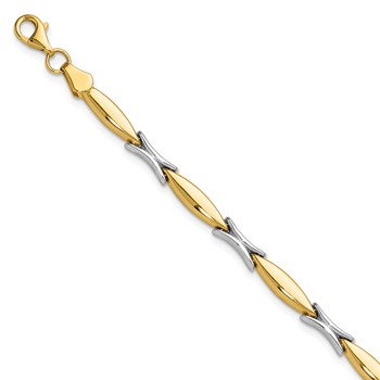 Leslie's 14K Two-tone Polished Fancy Link Bracelet