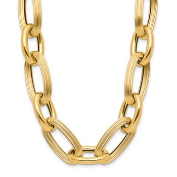 Leslie's 14K Polished Textured Hollow Fancy Link Necklace