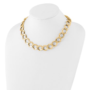 Leslie's 14K Polished Brushed Hollow Fancy Link Necklace — alternate view