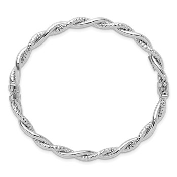Leslie's 14K White Gold Polished and Textured Twisted Hinged Bangle — alternate view