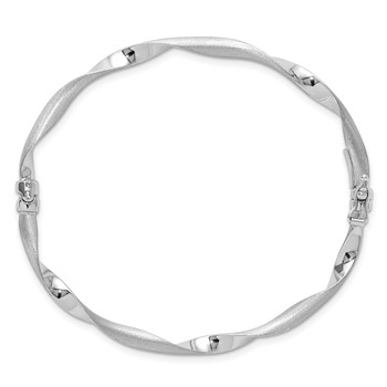 Leslie's 14K White Gold Polished and Brushed Twisted Hinged Bangle — alternate view