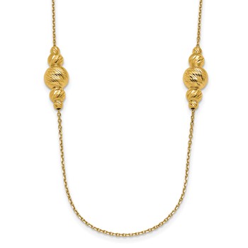 Leslie's 14K Polished and Diamond-cut Beaded Necklace