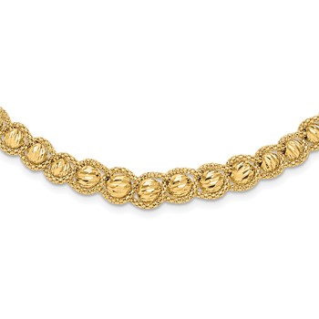 Leslie's 14K Polished Textured and Diamond-cut Beaded Necklace