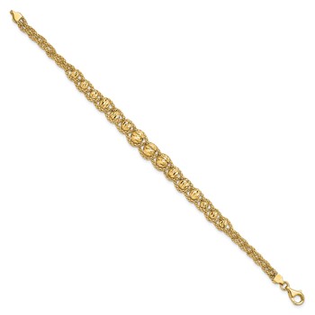Leslie's 14K Polished Textured and Diamond-cut Beaded Bracelet — alternate view