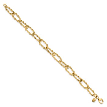 Leslie's 14K Polished and Textured Twisted Link Bracelet — alternate view