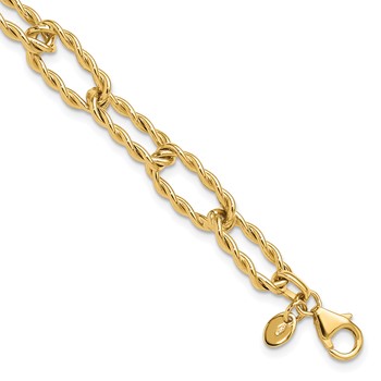 Leslie's 14K Polished and Textured Twisted Link Bracelet