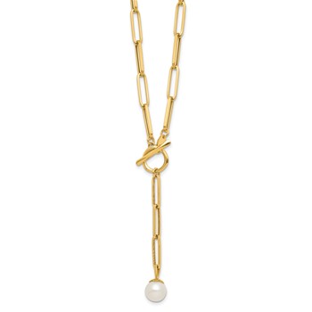 Leslie's 14K Polished Freshwater Cultured Pearl Fancy Link Toggle Necklace — alternate view