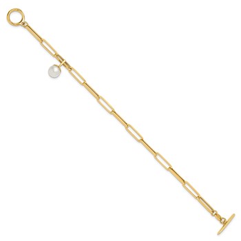 Leslie's 14K Polished FW Cultured Pearl Fancy Link Toggle Bracelet — alternate view