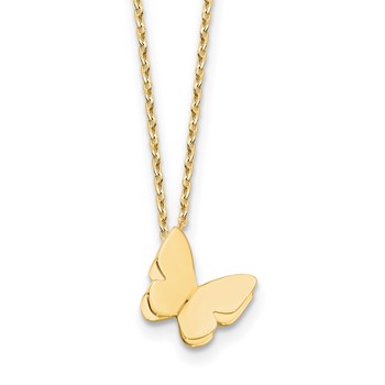 Leslie's 14K Polished Butterfly Charm with 2in ext. Necklace