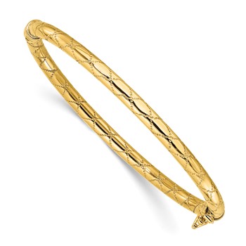 Leslie's 14K Polished and Textured Hinged Bangle