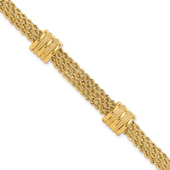 Leslie's 14K Polished and Diamond-cut Fancy Bracelet