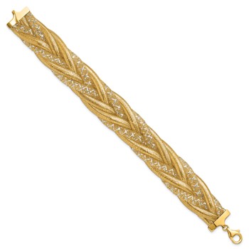 Leslie's 14K w/Rhodium Braided Mesh Stretch Bracelet — alternate view