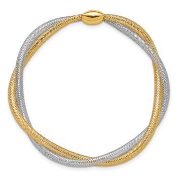 Leslie's 14K w/Rhodium Mesh Twist Slip-on Stretch Bracelet — alternate view