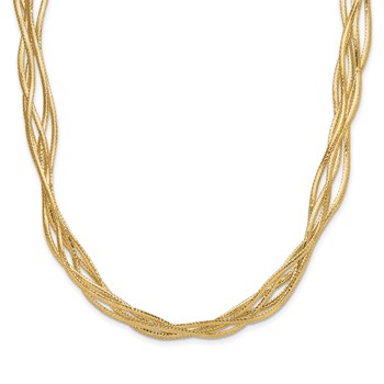 Leslie's 14K Polished and Diamond-cut Twisted 4-strand Mesh 17 inch Necklace