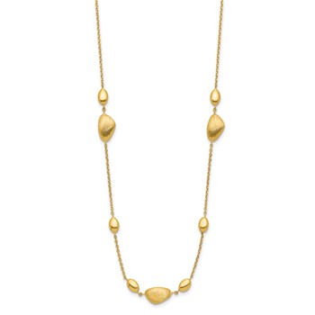 Leslie's 14k Brushed and Polished Beaded 17in with 1in ext Necklace — alternate view