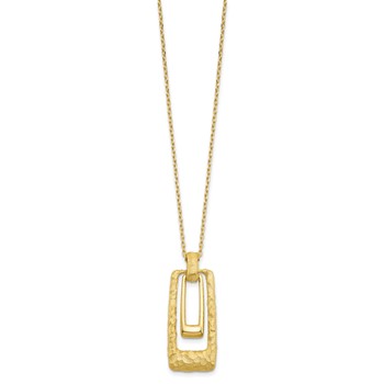 Leslie's 14K Polished and Satin Rectangle Pendant w/.25in ext. Necklace — alternate view